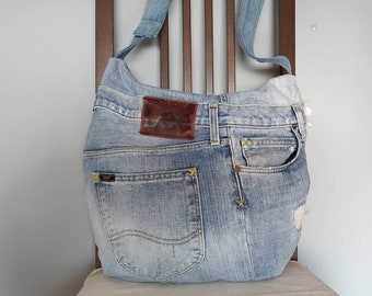 Upcycled Denim Shoulder Bag Embellished Denim Handbag Horse - Etsy