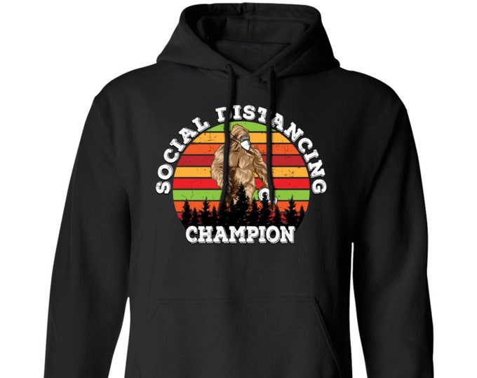 Social Distancing Sasquatch Hoodie, Bigfoot Hoodie, Social Distancing Champion Hoodie, Hipster Hoodie Funny Bigfoot Hoodie