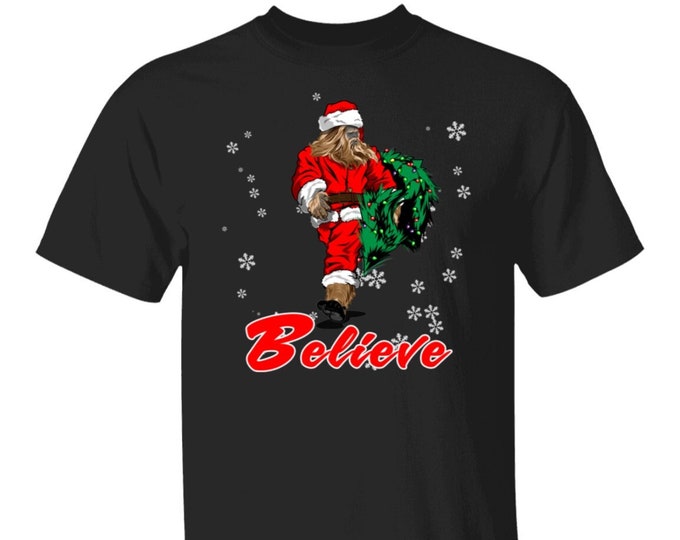 Believe Squatchmas, Bigfoot T-Shirt, Bigfoot Gift, Sasquatch T-Shirt, Bigfoot Clothing, Bigfoot Apparel, Squatchy Clothes