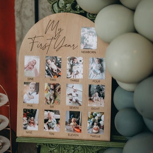 Tablero de fotos de un año, Tablero de mi primer año, Tablero de fotos personalizado, Primer cumpleaños del bebé, Decoración de cumpleaños de un año, Fotos mensuales del bebé