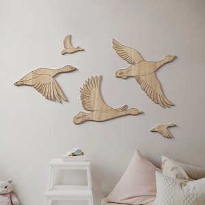 Houten gans, houten vogels voor aan de muur, ganzen muurkunst kinderkamer, bord houten kinderkamer, kinderkamer muurdecoratie, kinderkamer muurkunst, kinderkamer muurkunst