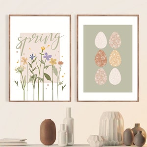 Easter Art Wall, Spring Prints Digital Download, Spring Easter Wall Art Printable, Minimal Spring Wall Decor, Easter Printable Art