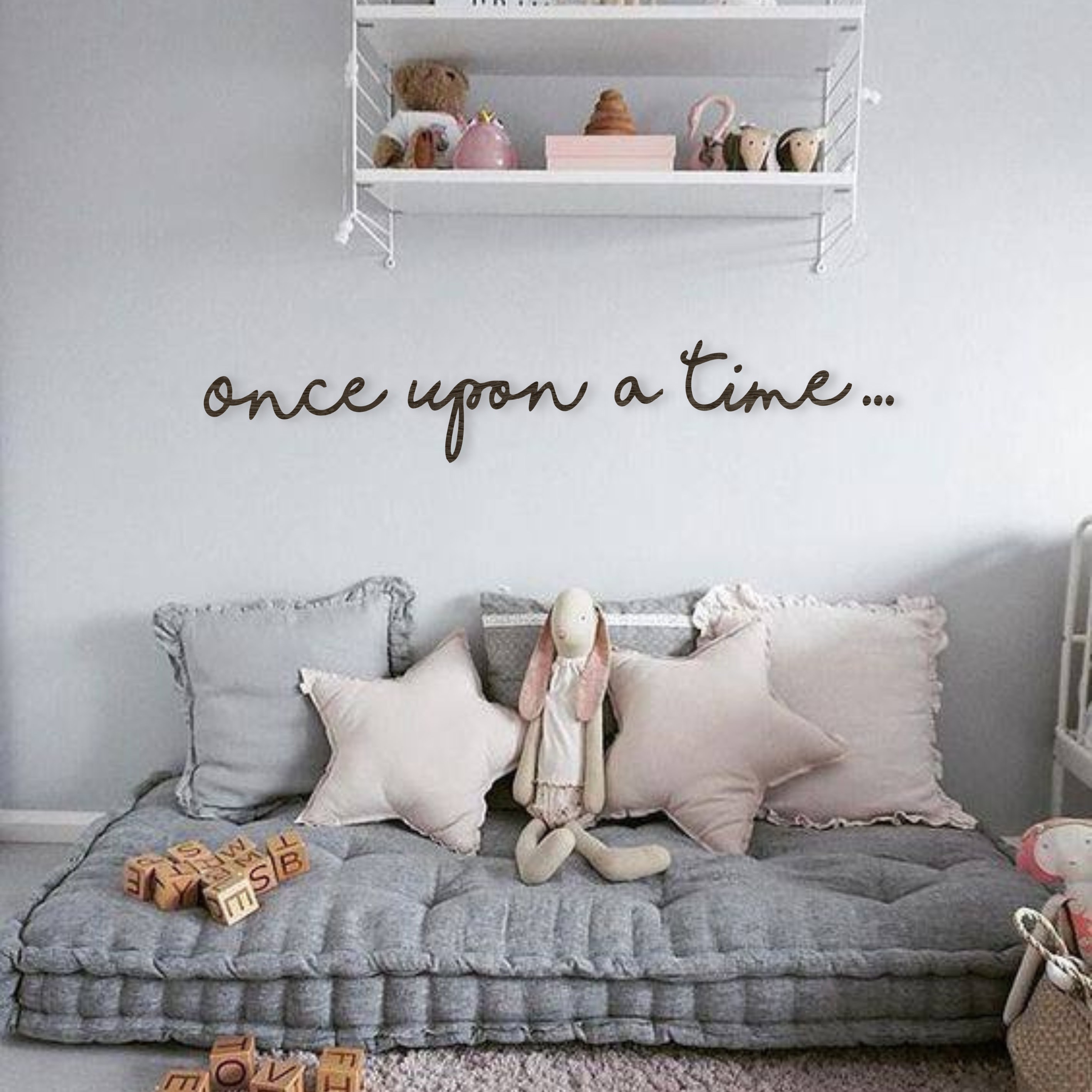 Wood Art for Nursery, Once Upon A Time Sign, Nursery Bookshelf Decor