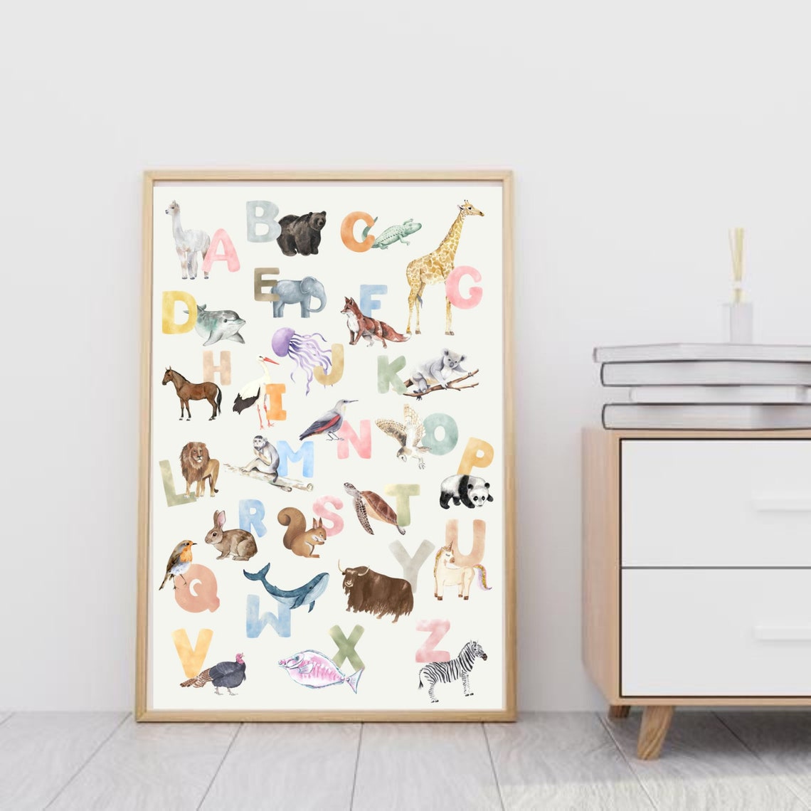 Animal Alphabet Wall Art Animal Alphabet Poster Alphabet Etsy