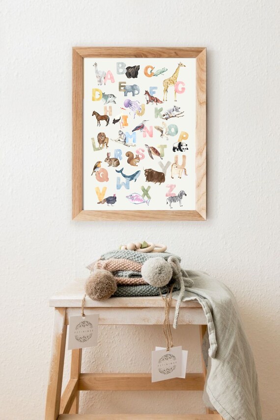 Animal Alphabet Wall Art Animal Alphabet Poster Alphabet Etsy