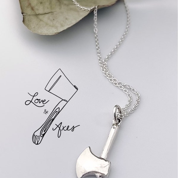 Sterling Silver Axe Necklace Silver Hatchet pendant chain Axe charm