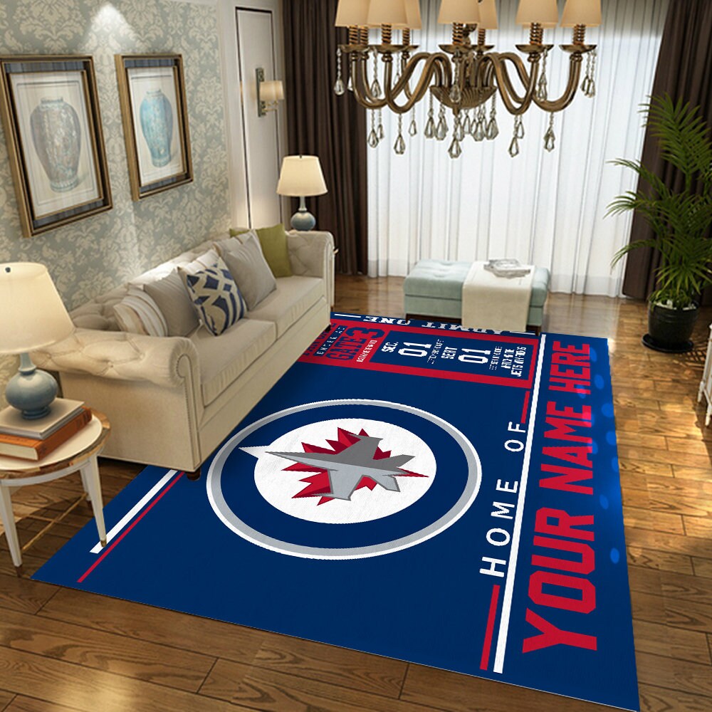 Customized Winnipeg Jets NHL carpet Watching NHL with friend Etsy