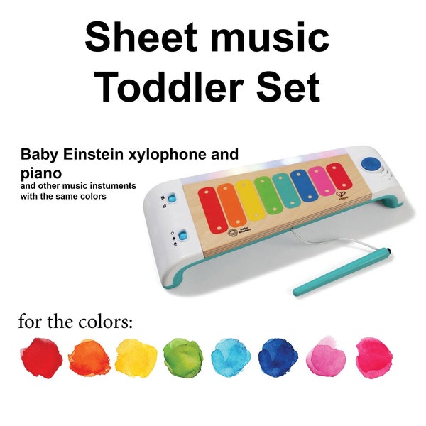 Songs for Baby Einstein Magic Touch Xylophone Piano DIGITAL Toddler set - Color-coded sheet music kids, Montessori, preschool, toddler gift