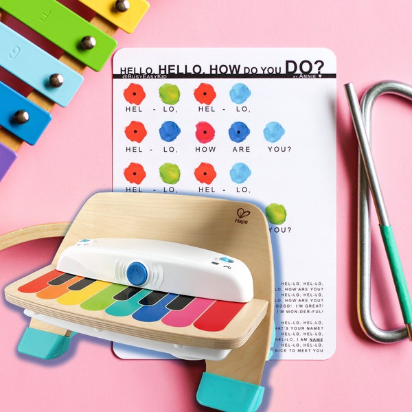 Chansons pour piano Baby Einstein NUMÉRIQUE First self-play set - Partitions codées par couleur pour enfants, Montessori, préscolaire, cadeau pour tout-petit