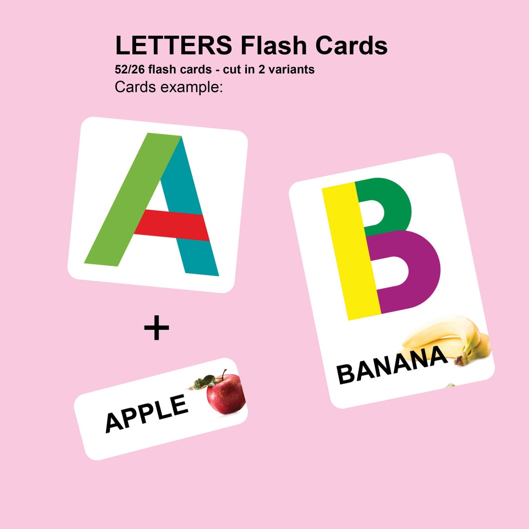 Letters Flash Cards. Alphabet Flash Card. Montessori Card. Educational Flash Card. Preschool