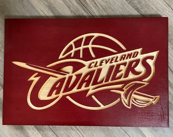 Cleveland Cavaliers Carved Wooden Sign, NBA Sports Decor, Basketball Wall/Shelf Sign, Gift Ideas For Birthday, Anniversary