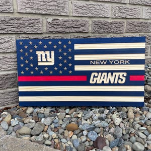 New York Giants Flag: Carved Wooden Football Wall Decor