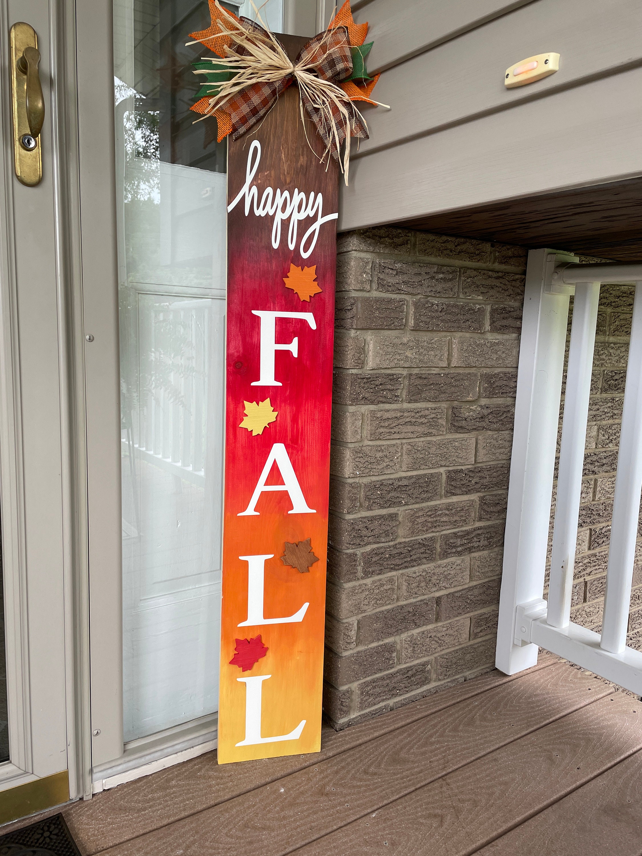Happy Fall Front Porch Leaner Vertical Autumn Sign 3D | Etsy