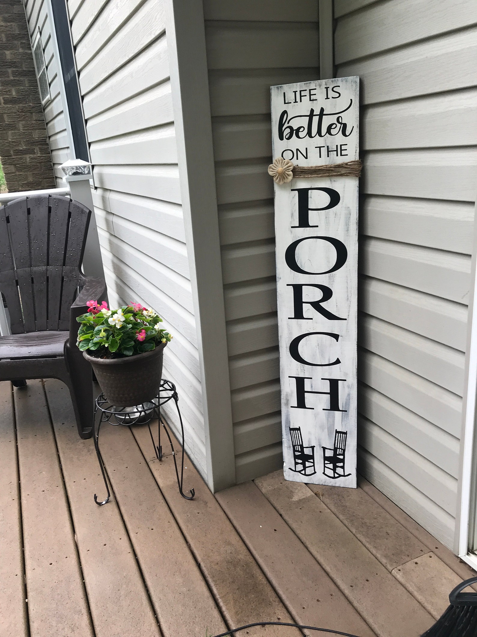 Life Is Better On The PORCH Leaner W Chairs Wooden Front Door Etsy