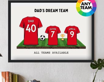 Personalised Nottingham Dream Team Football Shirt Art Print | Frames Available | Gift for Dad Husband Family Forest Wall Artwork FC