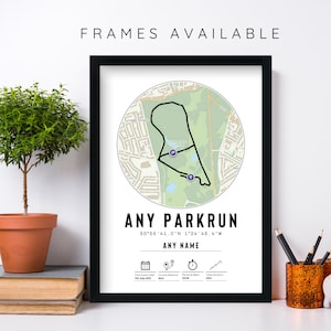 Stampa Parkrun personalizzata e regalo con cornice per runner/finitori Mappa Park Run Runner Atleta Strava Qualsiasi percorso Per lei Lui Mamma Corsa Tracciata 5 km 5 km