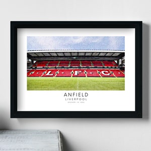 Liverpool Anfield Stadium Art Print | Gift Decor Impressionist Frame Poster Dad Brother Uncle Granddad Red White The Reds Memorabilia FC