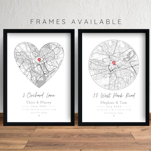 Mapa de casa nova personalizado, impressão e molduras, presente | Decoração, presente de inauguração de casa, decoração personalizada, arte, mudança, mapa personalizado, localização, cidade, cidade