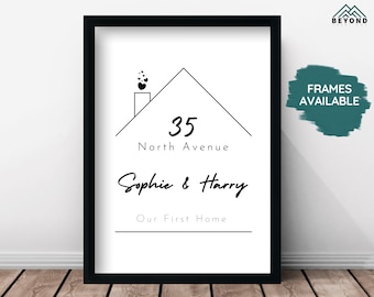 Personalised Housewarming Print Gift | New Home Decor Custom House Moving Present Address Text Custom