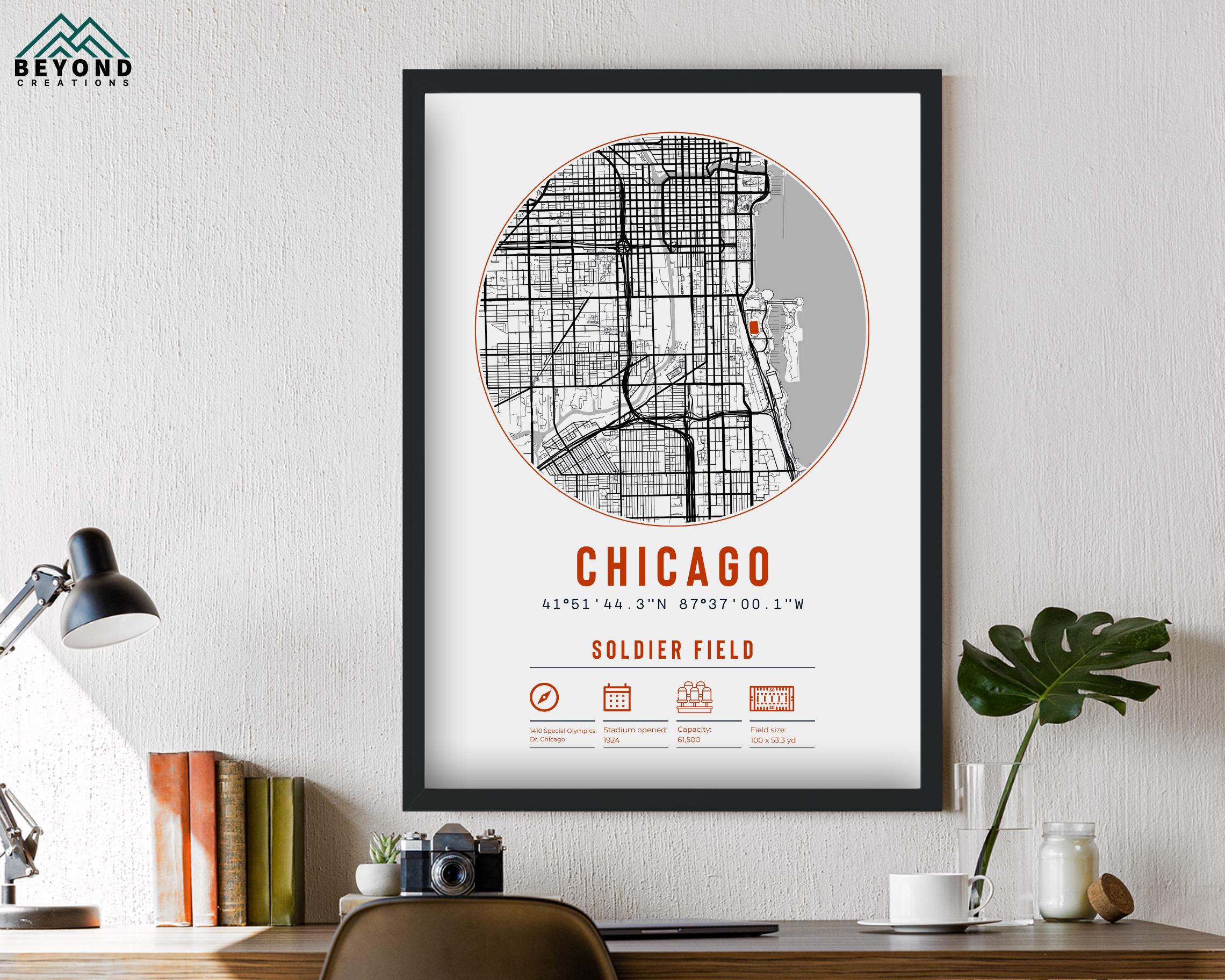 Chicago Bears Football From Above New Soldier Field Poster Print - A – Sports Poster Warehouse