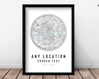 Mapa personalizado para qualquer local, impressão e molduras | Presente personalizado para ele, para ela, cidade, cidade, OS, viajante, feriado, casamento, noivado, decoração para casa