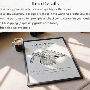Personalised Graduation Map Gift | Print & Frame | University Degree ...