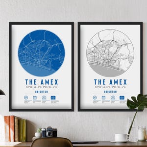Brighton The Amex minimalistische Karte mit Rahmen | Geschenk Dekor Hove Football FC Dad Granddad Brother & Möwen Stadion Albion Him F.C.