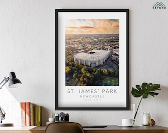 Newcastle St. James' Park Stadium Art Print | Poster Illustration Painting Drawing Gift For Him Football Fan Dad Granddad Son FC United