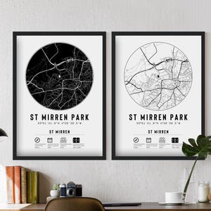 St Mirren St Mirren Park Minimalist Map Prints & Frames / The Buddies Memorabilia Gift Dad Brother Uncle Uncle Grandfather Football Stadium For Him