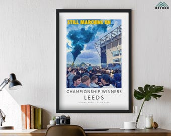 Leeds Championship Winners 2025 United Together Promoted Unique Print & Frame Gift Elland Road Stadium Fan Art Poster Artwork Marching On