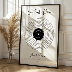 Personalised Vinyl Lyric Anniversary Wedding Print Frame & Gift | Our First Dance Song Couples Custom Text Lyrics Decor For Her Girlfriend
