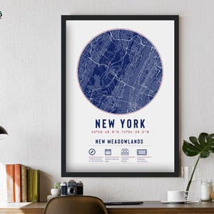 Impression de carte du stade des New York Giants de New Meadowlands, cadeau encadré unique | Pour lui, papa, frère, grand-père, oncle, affiche de football américain déco
