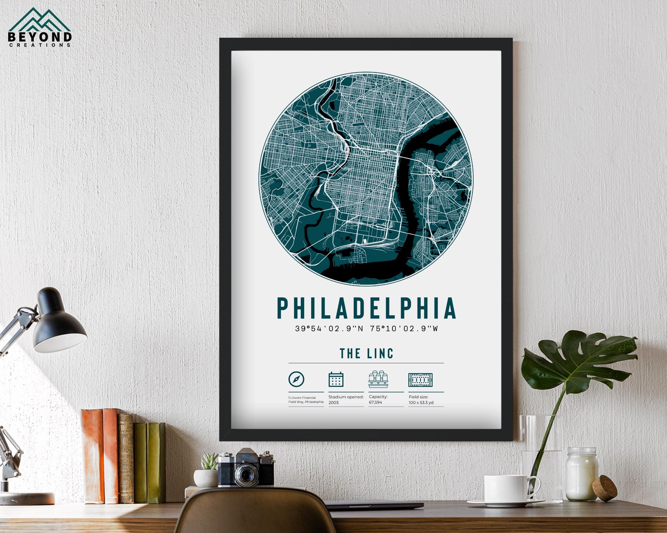 Philadelphia Eagles the Linc Stadium Map Print Unique Framed Gift