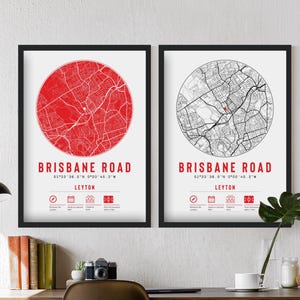 Leyton Orient FC Brisbane Road Minimalistische kaartafdrukken en inlijsten | De O's F.C. Memorabilia Cadeau Decor Vader Opa Oom Broer Voetbal