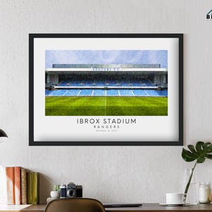 Rangers Ibrox Stadium Art Print | Poster Impressionist Painting Drawing Gift For Him Football Fan Dad Granddad Son Brother FC