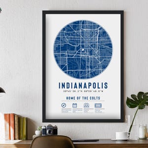 Indianapolis Colts Stadium Map Print Unique Framed Gift | For Him Dad Brother Granddad Uncle American Football Poster Decor