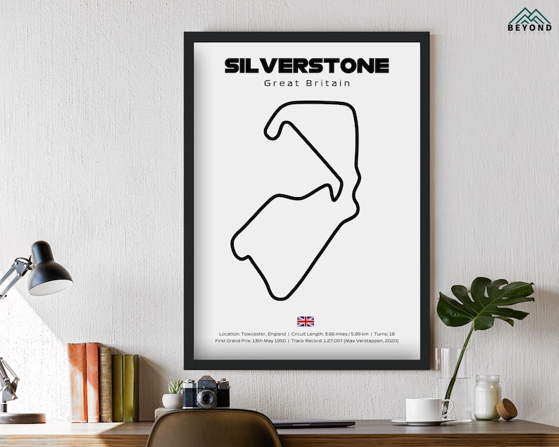 Wallet Silverstone Racing Silverstone F1 Track Layout Circuit Minimalist Prints & Frames ...