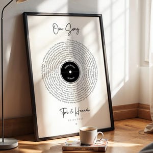 Personalisierte Vinyl Songtext Print Rahmen & Geschenk | Hochzeitstag Unser Lied Erstes Tanzpaar Songtext Text Einzigartig Für Ihre Freundin Geschenk