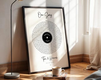 Personalisierte Vinyl Songtext Print Rahmen & Geschenk | Hochzeitstag Unser Lied Erstes Tanzpaar Songtext Text Einzigartig Für Ihre Freundin Geschenk