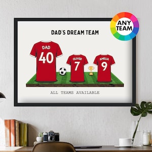 Personalisiertes Fußball-Trikot von Fussball 00.05.2020 Rahmen verfügbar | Geschenk für Papa Ehemann Familie für Ihn Wand Kunstwerk FC Vatertag