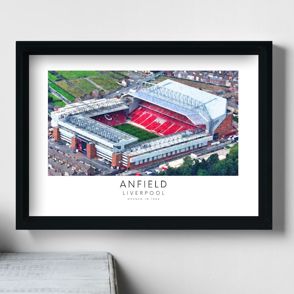Liverpool FC Anfield Stadium Art Print | Gift Decor Impressionist Painting Frame Poster Dad Brother Uncle Granddad Red White The Reds Poster