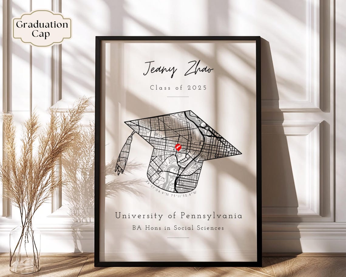 Personalised Graduation Map Gift | Print & Frame | University Degree ...