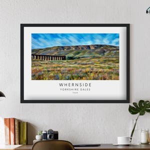 Whernside Yorkshire 3 Peaks Artwork Print & Frame Gift Three Walk Hike Present Pen-y-ghent Ingleborough Painting Drawing Y3P Challenge Dales