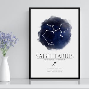 Boogschutter sterrenbeeld sterrenbeeld print & frame cadeau astronomie astrologie dierenriem sterren kunst muur decor voor haar hem vriend vriendin boho
