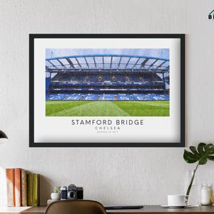 Chelsea FC Stamford Bridge Art Print | Frame Impressionist Painting Drawing Poster  The Blue&#39;s Minimalist Gift for him Decor Dad Son Brother