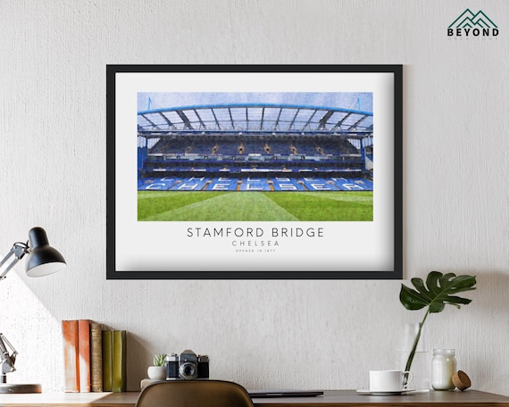 Chelsea FC Stamford Bridge Art Print | Frame Impressionist Painting Drawing Poster  The Blue's Minimalist Gift for him Decor Dad Son Brother