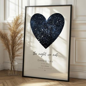 Personalisierte die Nacht, die wir trafen Druck & Rahmen Geschenk Nachthimmel Sterne Karte Hochzeit Jahrestag Verlobung Erstes Datum, wo es begann Valentinstag