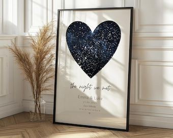 Personalised The Night We Met Print & Frame Gift Night Sky Star Map Wedding Anniversary Engagement First Date Where It Began Valentine's