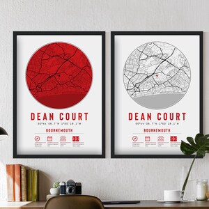Bournemouth Dean Court Vitality Stadion Drucke & Rahmen | AFC Kirschen Geschenk Dekor Papa Opa Onkel Bruder Sohn Fußball
