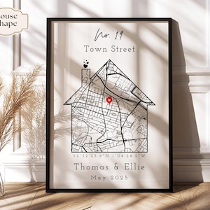 Personalised New Home Map Print & Frames House Shape | Decor OS ...